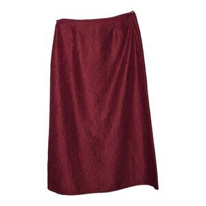 Eileen Fisher Silk Skirt Red Crinkle Maxi A Line Womens Medium